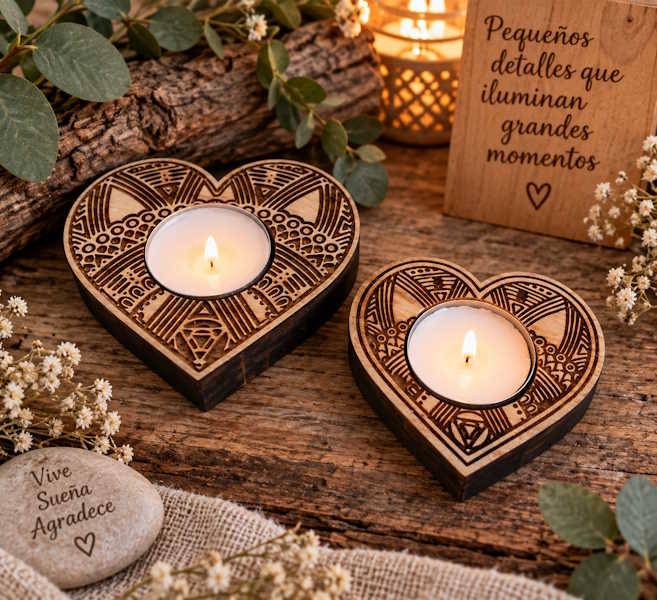 Porta velas Corazón Tejina